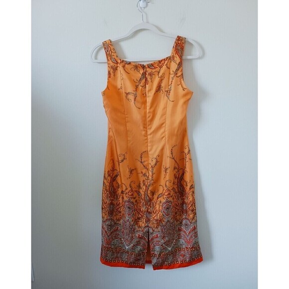 Ann Taylor Petite Sheath Silk Dress Sleeveless Knee Length Orange Size 6P - Picture 2 of 7